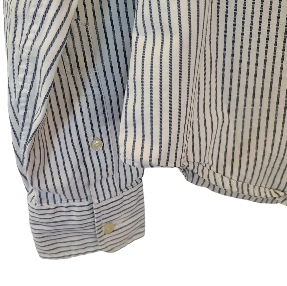 Abercrombie & Fitch Cotton  Button Down Shirt Adult Medium Blue Stripe Mens - Picture 6 of 7